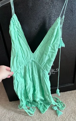 Green tassel tie romper Size XS thumbnail 1
