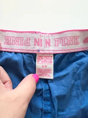 VTG RARE Victoria’s Secret Pink Blue Love Pink Dog Logo Blue Sleep Boxer Shorts thumbnail 5
