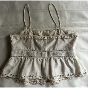 Zara Embroidered Peplum Top Beige/ Cream Size S New with Tags Women’s thumbnail 6
