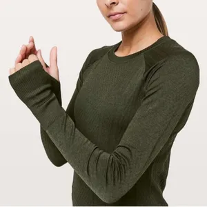 Lululemon Rest Less Pullover Green‎ Long Sleeve Crewneck Workout Top seamless thumbnail 2