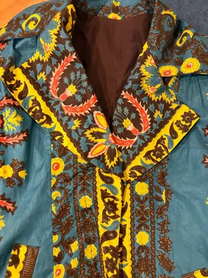 Retro duster jacket whimsygoth boho maximalist floral brown blue sz M thumbnail 5
