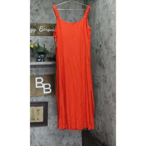 Sam & Jess Womens Sleeveless V Neck Ruched Straps Tank Maxi Dress Lobster Red M thumbnail 2