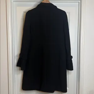 J. Crew 94%wool Classic Black long warm Trench Coat jacket sz 8 thumbnail 7