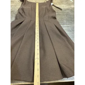 Zara Brown Houndstooth Check Square Neck Pleated A-Line Mini Dress Academia thumbnail 12