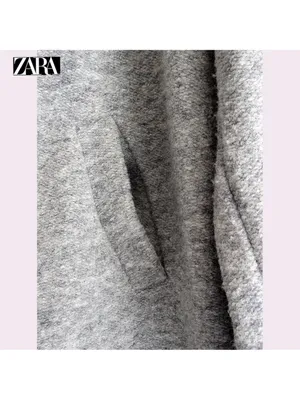 ZARA Gray Coat with Cream Faux-Shearling Collar thumbnail 6