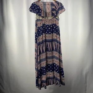 Maeve Patchwork V Neck Open Back Hi‎ Lo Midi Dress Size Extra Small thumbnail 4