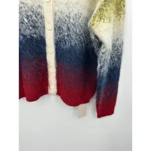 Musera Ombre Fuzzy Knit Cardigan‎ Sweater XS Gradient Wool Blend Maximalist Cozy thumbnail 5