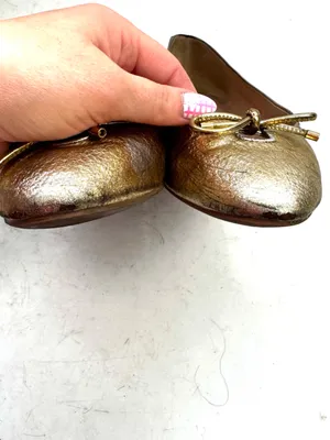 Stuart Weitzman Metallic Gold Ballet Flats Leather Size 7.5 thumbnail 6