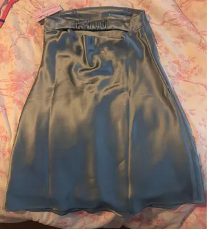Satin slate blue dress thumbnail 2
