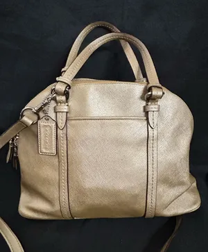Coach Metallic Gold Dome Satchel with Crossbody Strap & Tassel thumbnail 1