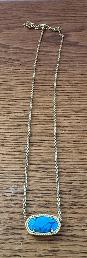 Kendra Scott Gold Chain Necklace with Turquoise Stone Pendant thumbnail 1