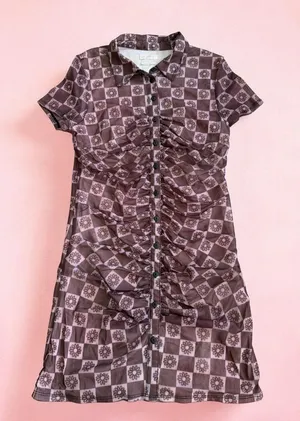 URBAN OUTFITTERS Brown Y2K Button Down Dress Size Large thumbnail 1