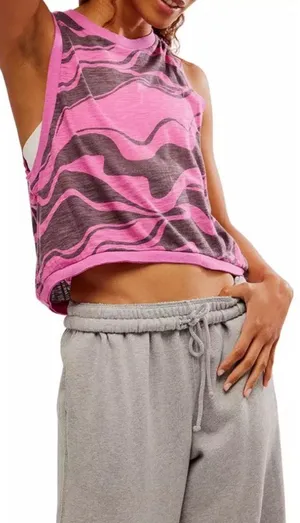 FP Movement Pink and Gray Muscle Tee thumbnail 1
