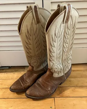 Dan Post Ivory Tan Leather Cowgirl Western Boots Size 5.5 thumbnail 1
