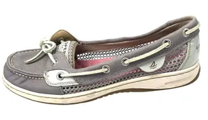 Sperry 8 Angelfish Linen Boat Shoe Womens Grey Flats Preppy loafer Open Weave thumbnail 1