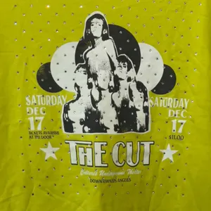Daydreamer Small The Cut Rhinestone Graphic Tee Green Cotton NWT thumbnail 5