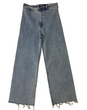 Rip Curl Women's 27 Light-Wash High-Waist Wide-Leg Frayed Jeans thumbnail 1
