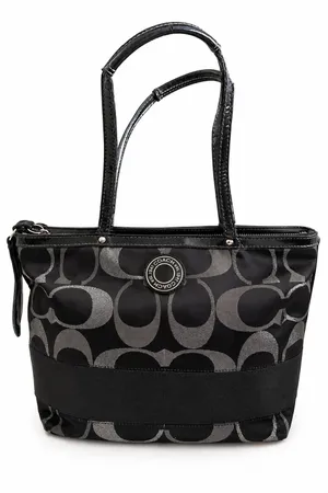 Coach Signature Black & Silver Jacquard Tote Bag – Style F20429 thumbnail 1