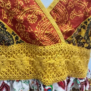 Daytrip Slip Dress Multicolored Boho Paisley Crochet Waistband Spaghetti Straps thumbnail 5