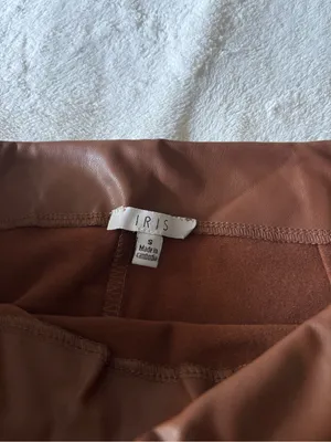 Iris Women’s Faux Leather Pencil Skirt in Chestnut Brown thumbnail 2