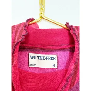 Free People We The Free Punk Playful Tee Size Medium Pink Red Stripes Emo thumbnail 6