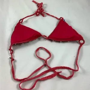 SM Salmon pink crochet triangle bikini top thumbnail 5