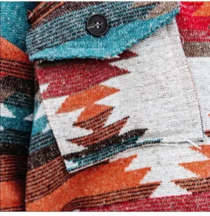 Boutique Aztec Yellowstone Distressed Flannel shacket thumbnail 5