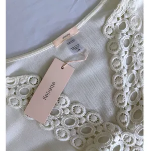 Eberly Ivory Crochet Lace Cover‎ Up L Boho Beach Cottagecore Sheer Ruffle Tunic thumbnail 4
