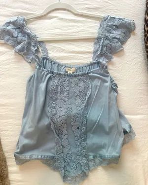 Anthropologie Light Blue Top thumbnail 1