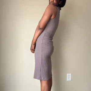 Nine West Taupe Gray Turtleneck Sleeveless Ribbed Midi Dress Size Medium thumbnail 2