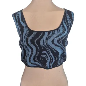 Anthropologie Maeve Sapphire Blue Cropped Marble Vest One Size NWT thumbnail 2