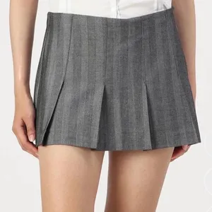 Abercrombie Pleated Mini Skort in Charcoal thumbnail 2