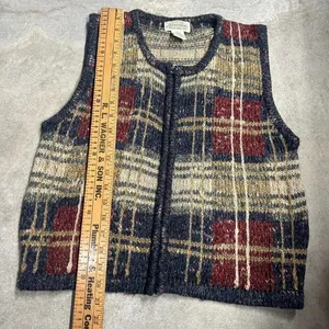 Vintage St John’s Bay Plaid Wool Blend Full Zip Sweater Vest Size Small thumbnail 6