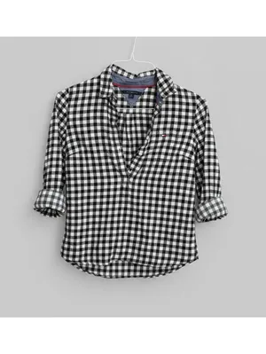 Tommy Hilfiger Gingham Plaid Cotton Flannel Button Down Shirt S Cottage Western thumbnail 2