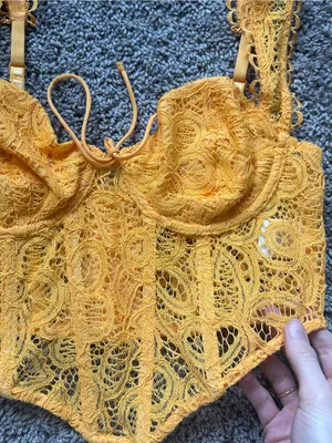 For Love & Lemgings For Love And Lemons Orange Lace Crop Bustier thumbnail 4