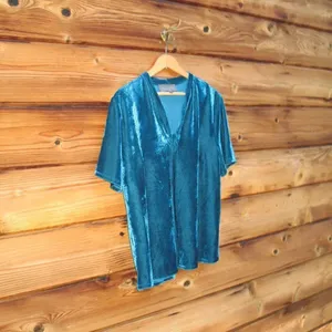 Anthro Teal Velvet Velour Top thumbnail 4