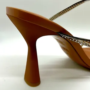 Zara Bling Jewel Tan Strappy High Heels EUC Size 40/USA Size 9 🔥🔥 thumbnail 4