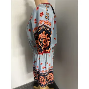 Plenty by Tracy Reese Silk Boho Paisley Mini Dress Blue Orange Tassel Size‎ M thumbnail 5