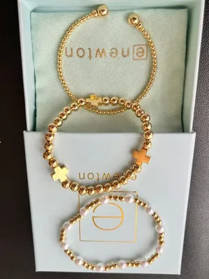 Enewton Women’s Classic Golden Cross & Pearl Bracelets 3 Pcs thumbnail 4
