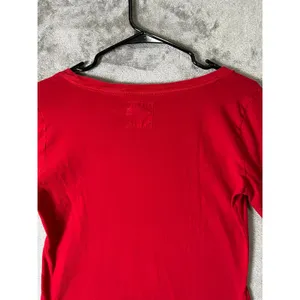 Hollister Women’s Medium Red Long Sleeve Scoop Neck Logo T Shirt Stretch Casual thumbnail 4