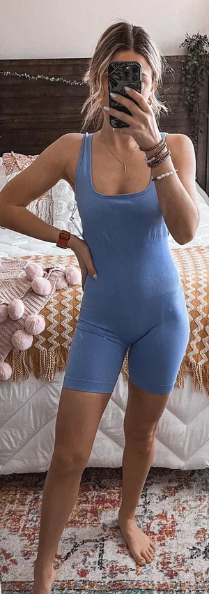 We Wore What Blue Ribbed Jumpsuit thumbnail 3