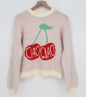 A New Day Sweater Womens XS Pullover Pink Ciao Ciao Cherry Graphic Excellent thumbnail 1