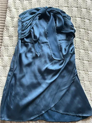 Cider Short Blue Satin Dress thumbnail 2