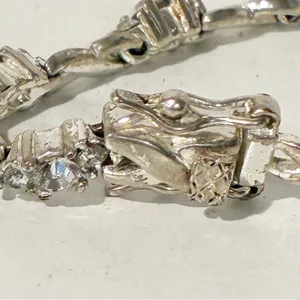 SC CH Signed Clear‎ CZ Silver Tone Tennis Bracelet Jewelry thumbnail 3