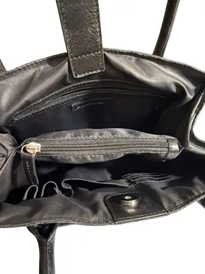Vintage Wilsons Leather Black Shoulder Bag Magnetic Front Pocket Double Handles thumbnail 7