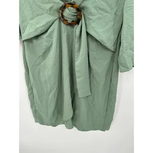Cato Womens Sage Green Dress Size M Belted Boho 3/4 Sleeve Church Weekend‎ thumbnail 4