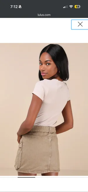 Lulus Cool Theme Washed Light Brown Denim Belted Cargo Mini Skirt thumbnail 2