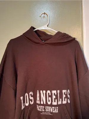 Pacsun Women's Sz Large Pacific Sunwear LA Texture Hoodie Chocolate Brown Cotton thumbnail 5