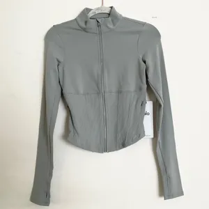 Alo Yoga Airbrush Corset Full Zip Jacket Lunar Grey XS thumbnail 2