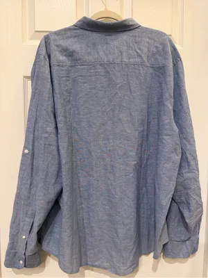Liverpool Los Angeles Women XXL Blue Chambray Linen Blend Roll Tab Shirt NWT thumbnail 2